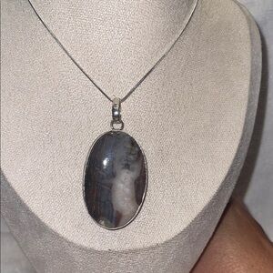 Elegant Silver Picasso stone Pendant Necklace